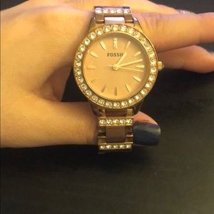 Rose gold fossil watch with extra sparkles